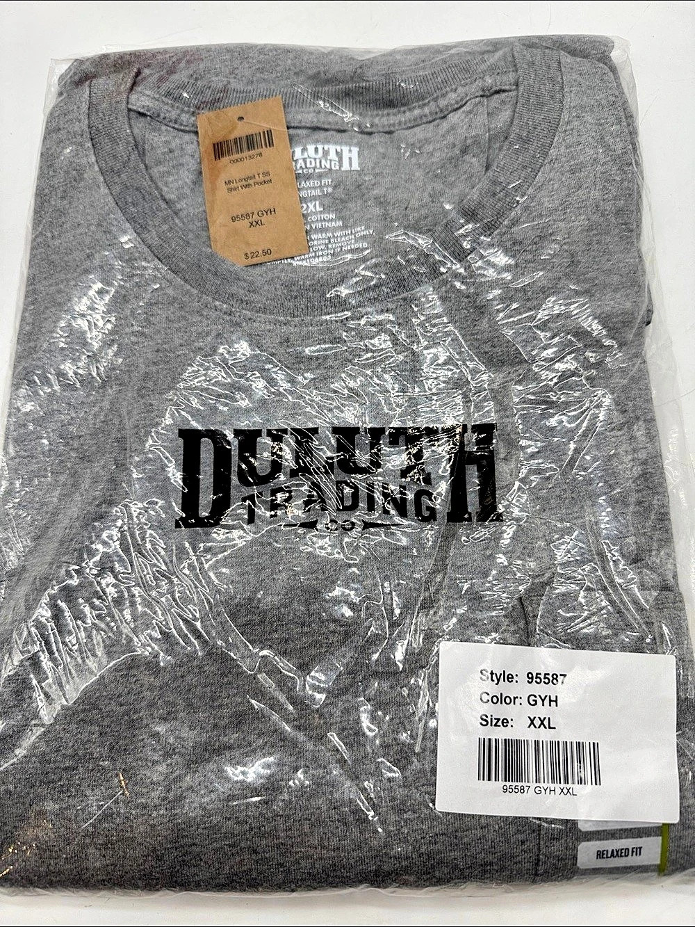 Duluth Trading ML Longtail SS Shirt With Pocket Graphic Pocket Tee Gray XXL NWT